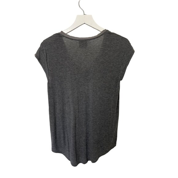 H By Bordeaux Charcoal Grey Contrast Silk Trim Tee - Picture 4 of 5